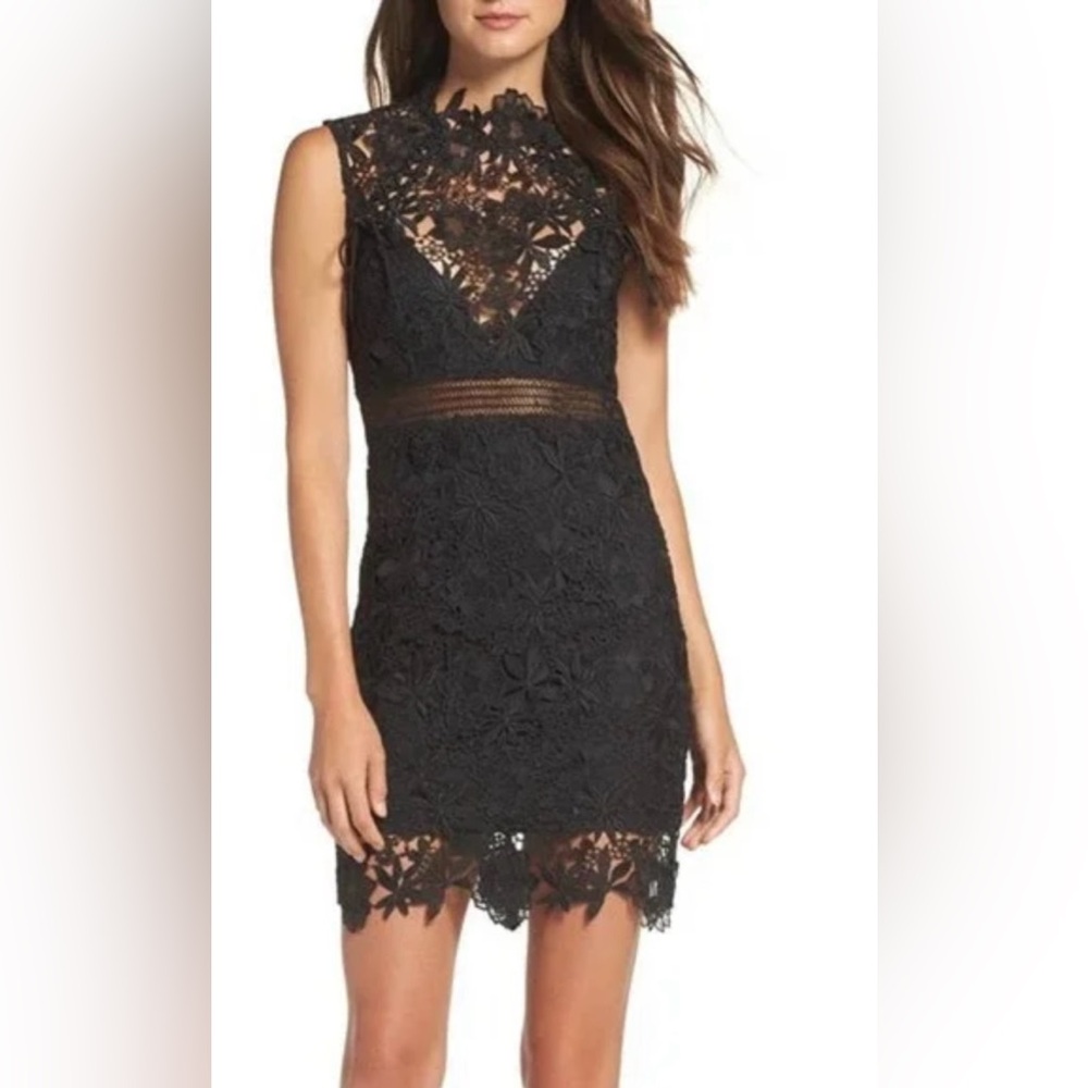 Bardot Black Sheath Midi Dress V-Neck Cocktail